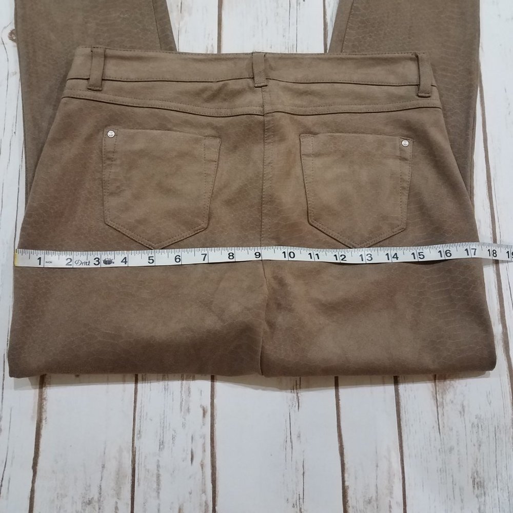 Fall Neutral Tan Skinny Pants Faux Suede Jeggings with Tonal Texture Women's 4 - Picture 12 of 17